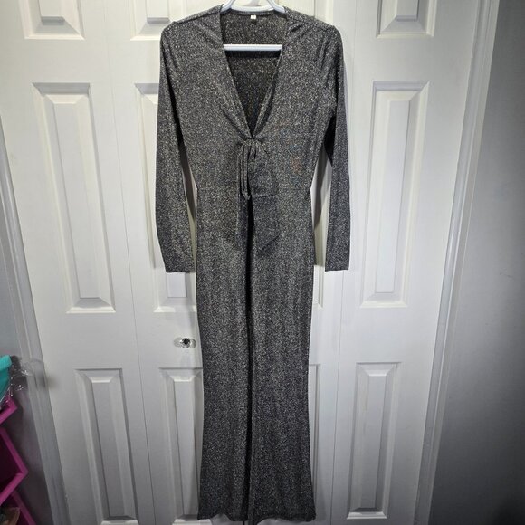 New Women’s Silver Sparkly Jumpsuit | Size Small - Picture 1 of 8